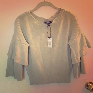 Express 2 tier flutter sleeve sweater mint green